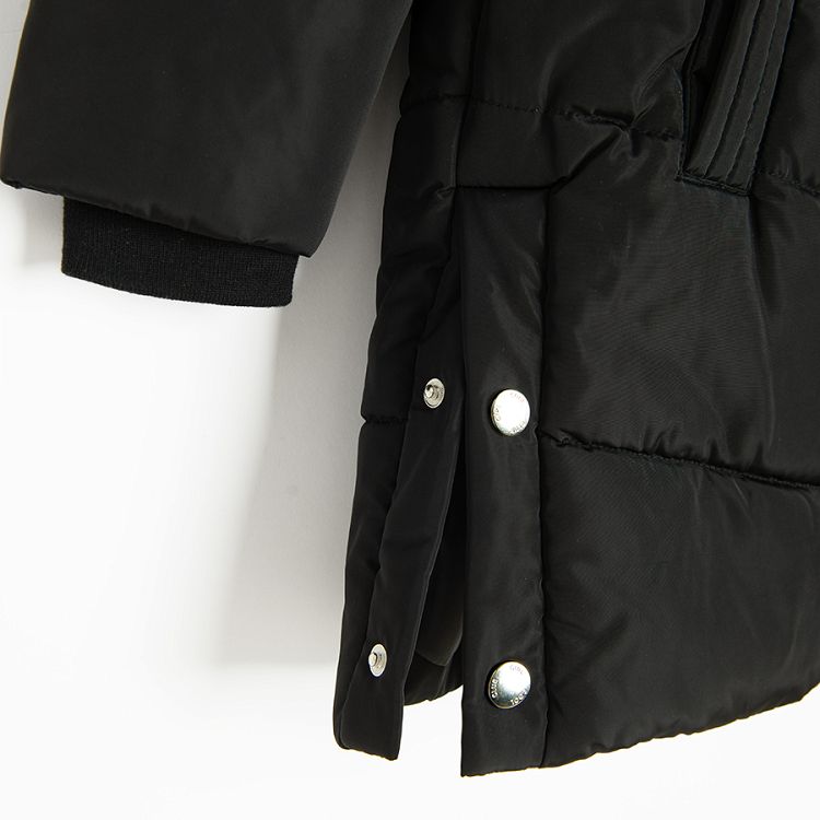 Black hooded winter coat