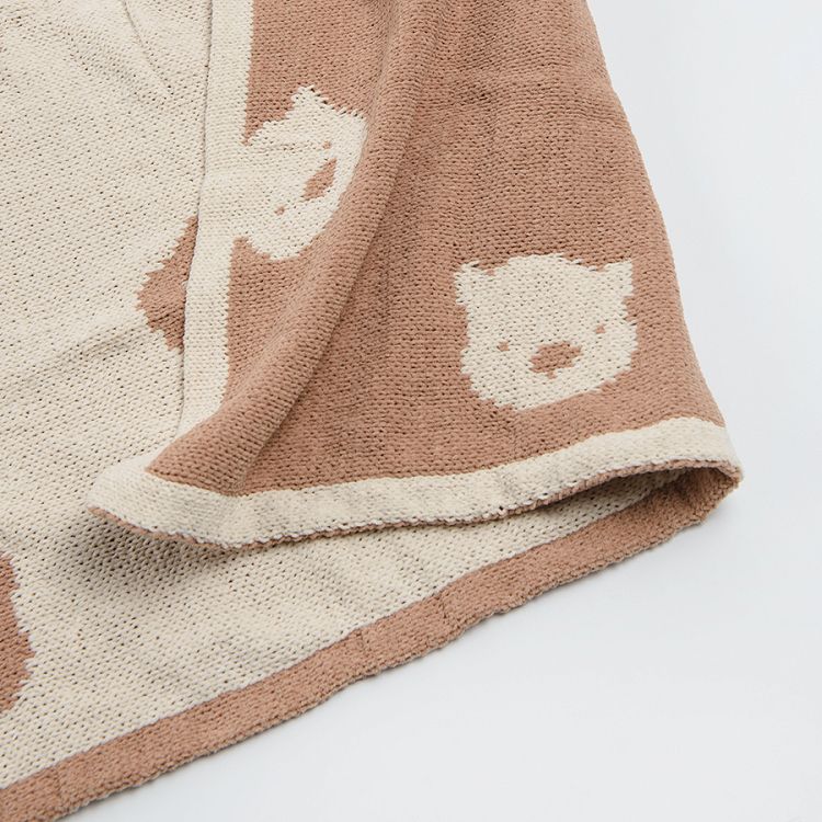 Brown and beige banket with bear print