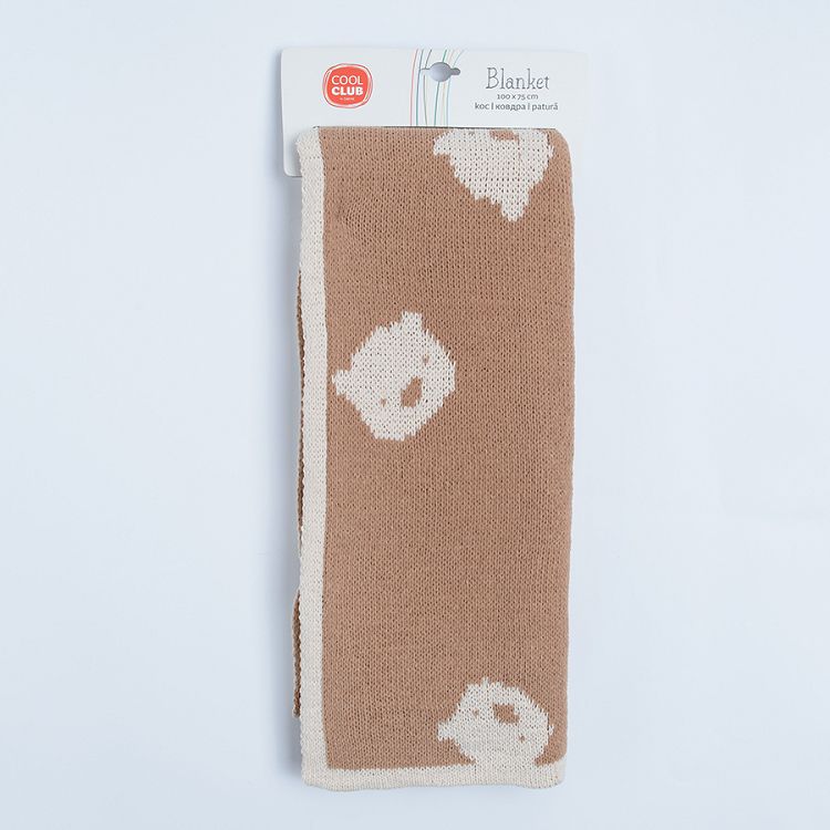 Brown and beige banket with bear print