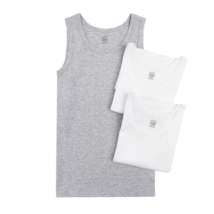 White and grey underwear vest 3-pack