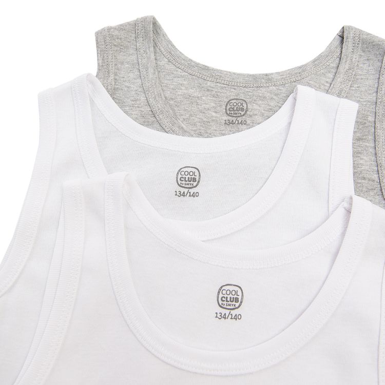 White and grey underwear vest 3-pack