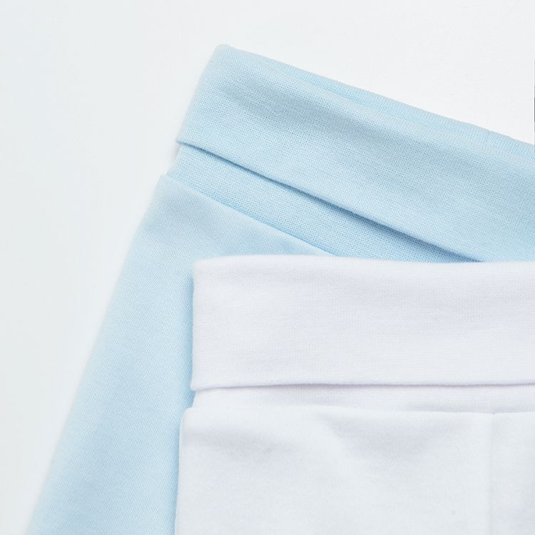 White and light blue footed pants 2-pack