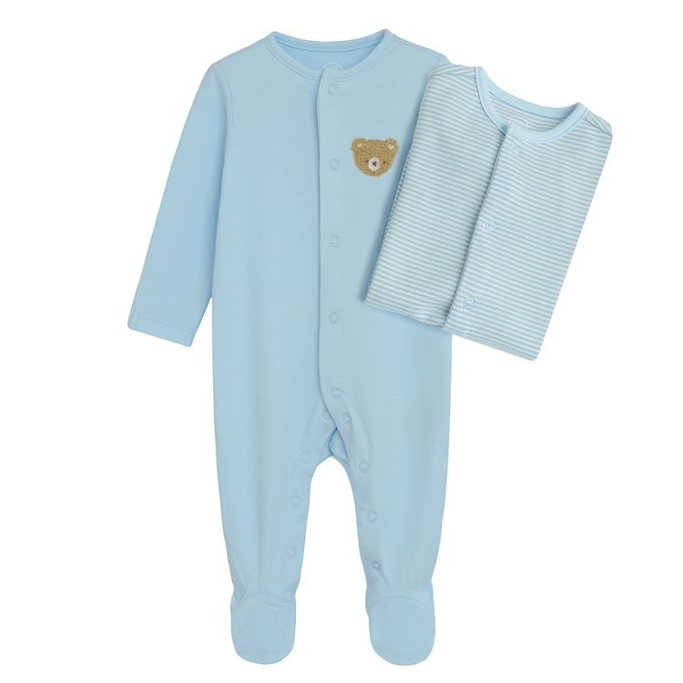 Blue footed overalls with bear print