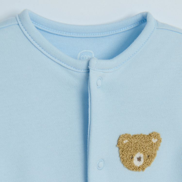 Blue footed overalls with bear print