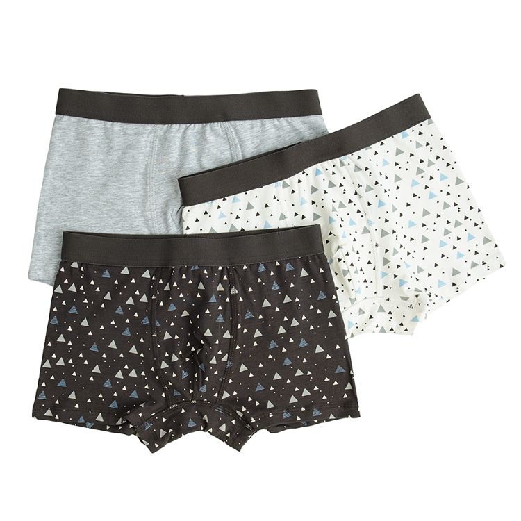 White, grey, black boxershorts- 3 pack