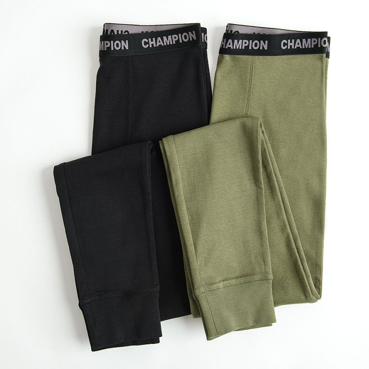 Green and black thermal leggings- 2 pack