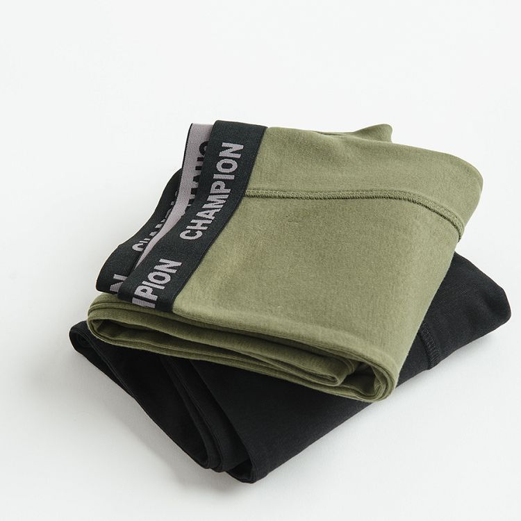 Green and black thermal leggings- 2 pack