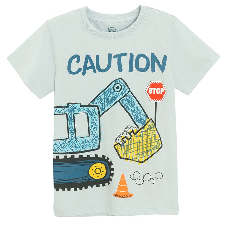 Blue short sleeve and pants pyjamas with trucks print- 2 pieces