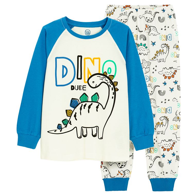 Long sleeve, long pants pyjamas with dinosaur print