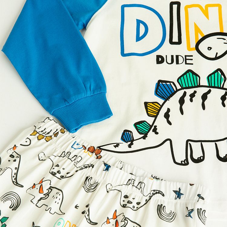 Long sleeve, long pants pyjamas with dinosaur print