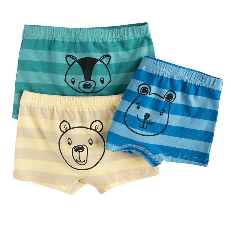 Striped boxer shorts with animals print - 3 pack