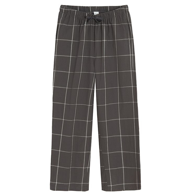 Checked and blue pyjamas pants- 2 pack