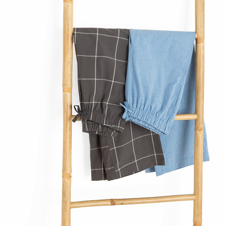 Checked and blue pyjamas pants- 2 pack