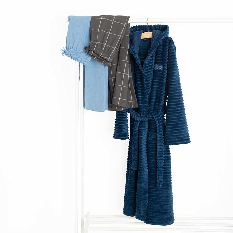 Checked and blue pyjamas pants- 2 pack