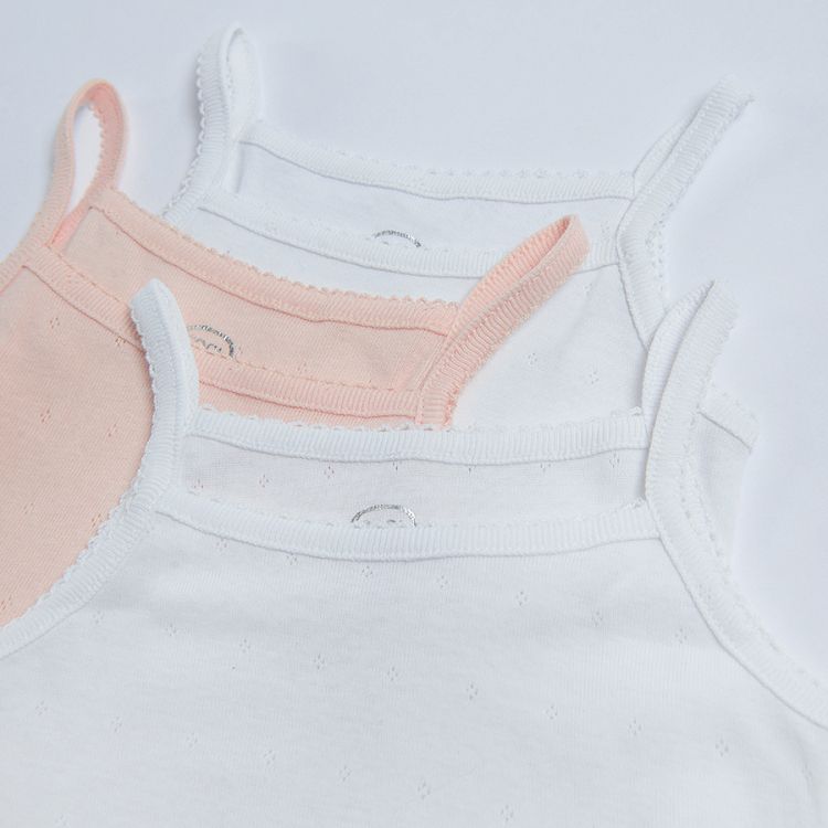 White and pink underwear vest with thin strap 3-pack