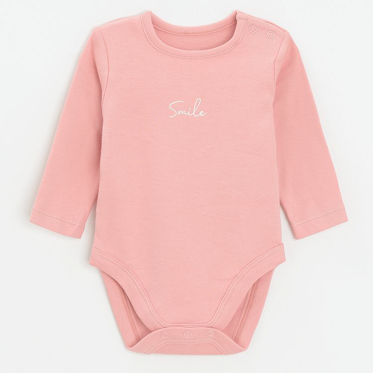 White and pink long sleeve bodysuits- 3 pack