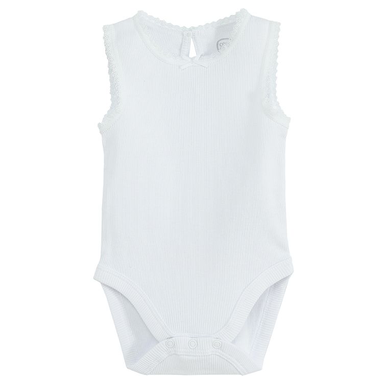 White and pink sleeveless bodysuits - 2 pack