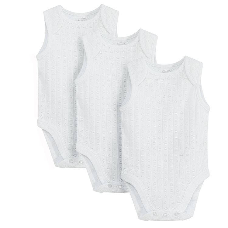 White sleeveless underwear bodysuits- 3 pack