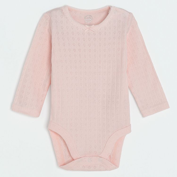 Light pink, white and pink long sleeve bodysuits- 3 pack