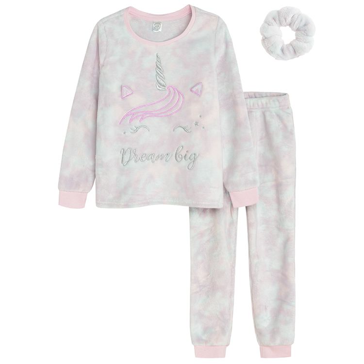 Pink tie dye unicorn long sleeve pyjamas