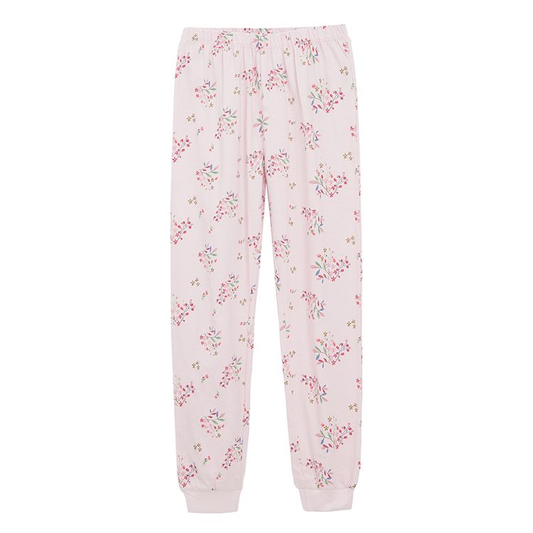 Grey "Autumn feelings' long sleeve pyjamas with pink floral pants