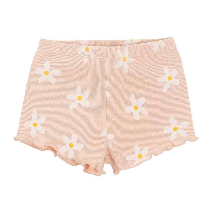 Light pink short sleeve and shorts pyjamas with daisies print