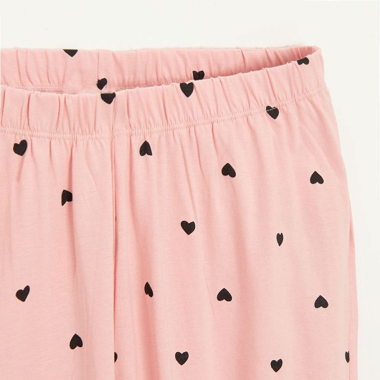 Pyjamas, white short sleeve MORE LOVE & MORE SLEEP print with hearts and shorts and pink long sleeve with long pants- 2 pack