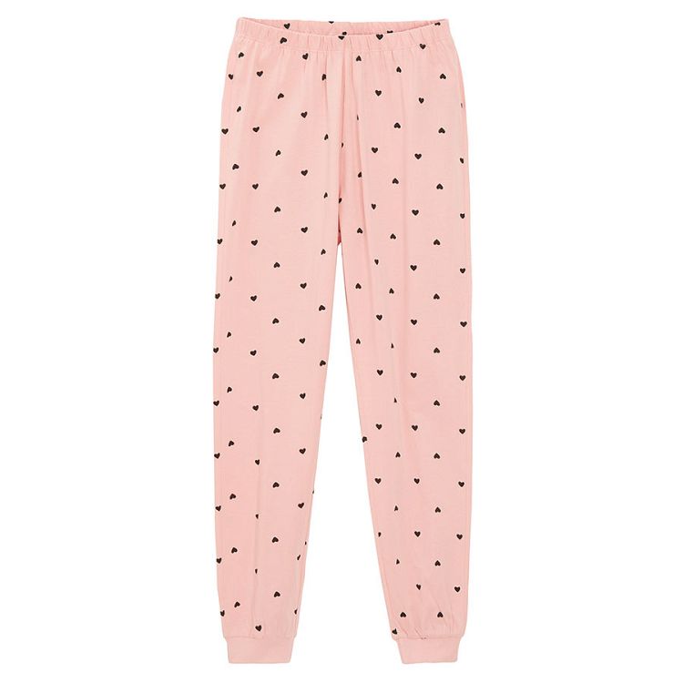 Pyjamas, white short sleeve MORE LOVE & MORE SLEEP print with hearts and shorts and pink long sleeve with long pants- 2 pack