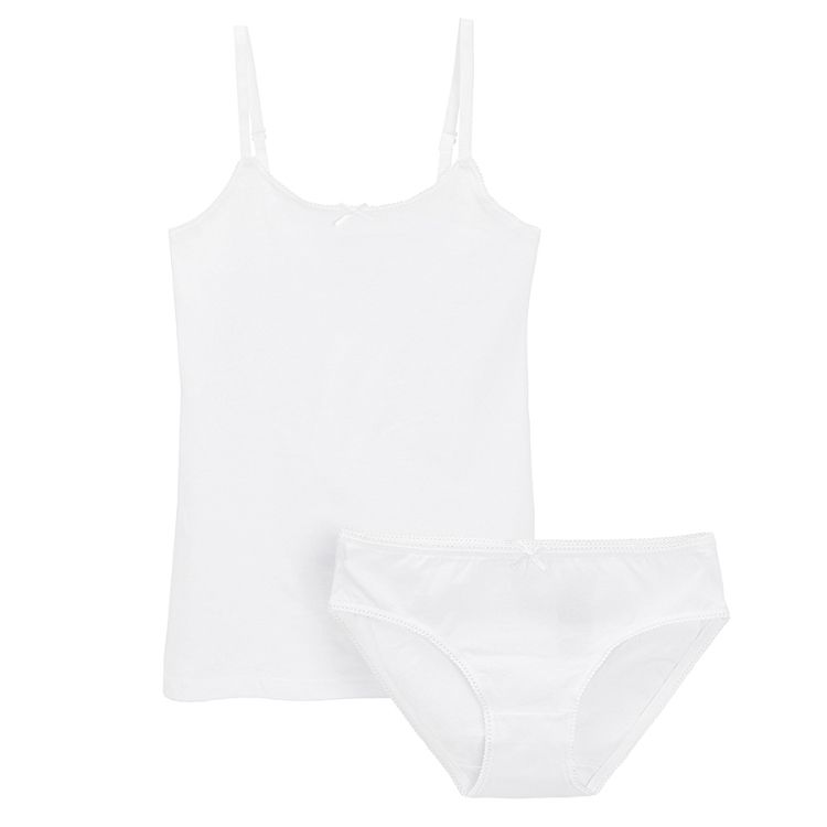 White undesrweat vest and brief- 2 pieces