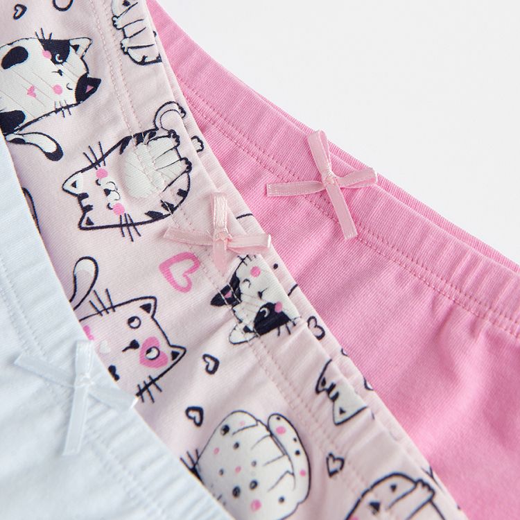 White and pink boxers with kitten print- 3 pack