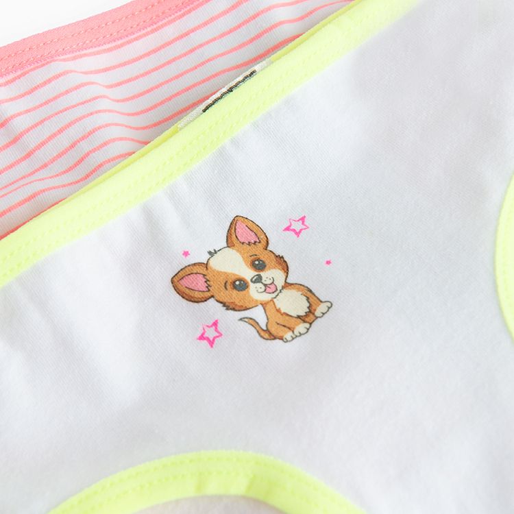 Pastel color striped briefs with puppies print- 7 pack