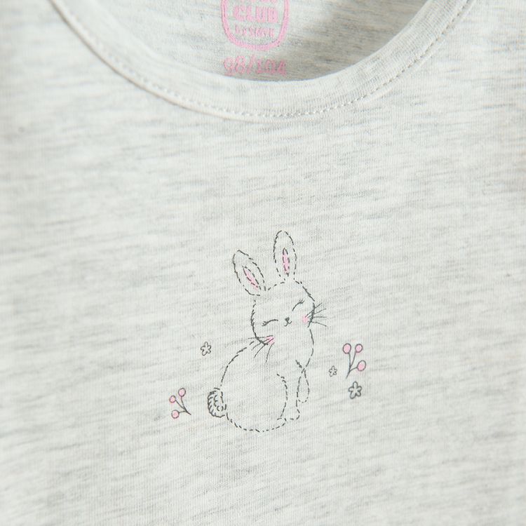 Grey and pink sleeveless bodies with bunnies and flowers print- 3 pack