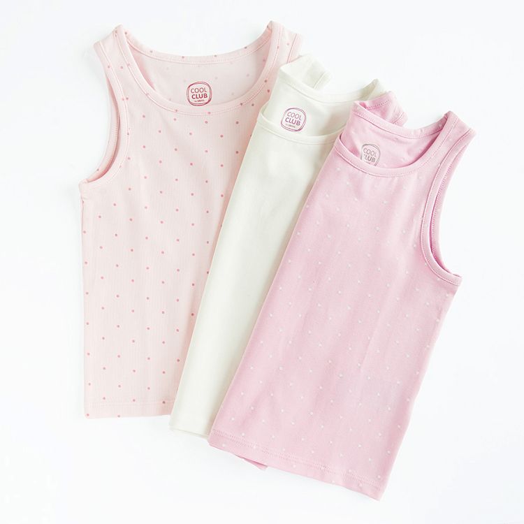 White and pink vests- 3 pack