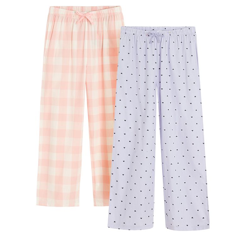 Checked and polka dot pyjamas pants- 2 pack