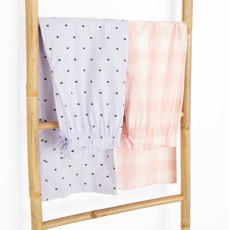 Checked and polka dot pyjamas pants- 2 pack