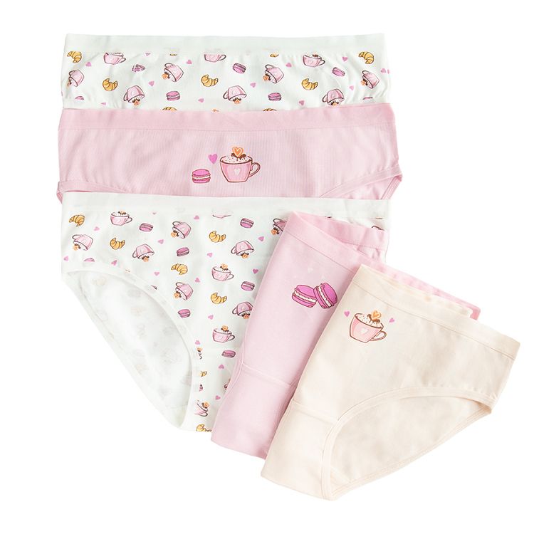 Pastel colors briefs with sweets print- 5 pack