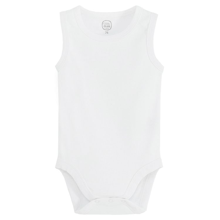 White sleeveless bodysuits- 3 pack