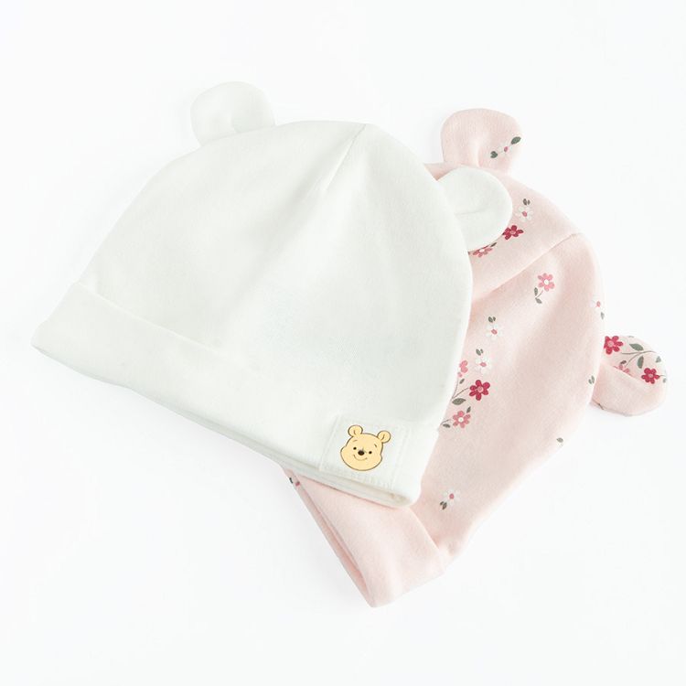 Winnie the Pooh white and pink all year beanies- 2 pack