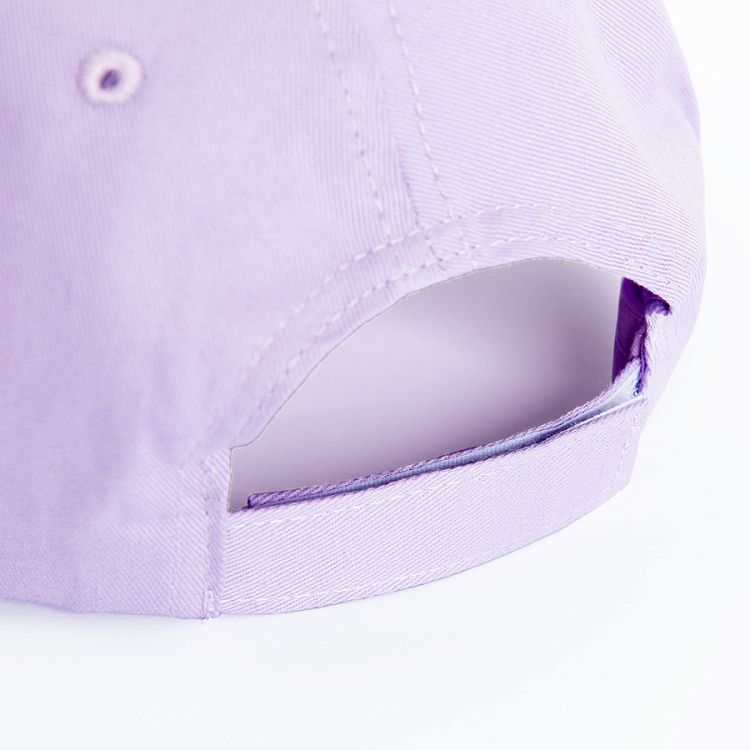 Smile white and puple jockey hat with sequences and daisy print