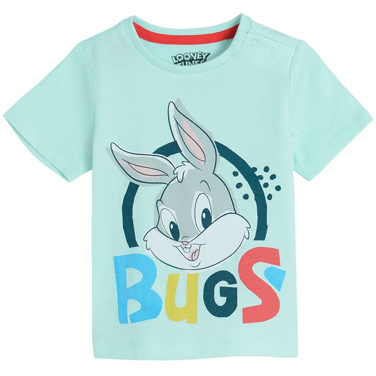 Looney Tunes light green shorts sleeeve T-shirt T-shirt and red shorts set