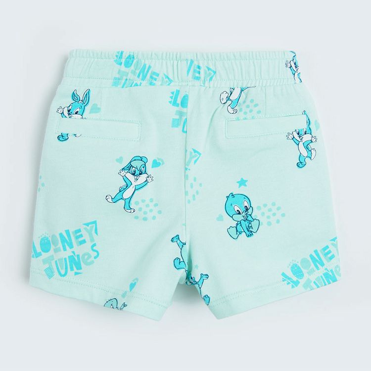 Looney Tunes turquoise shorts with elastic waist