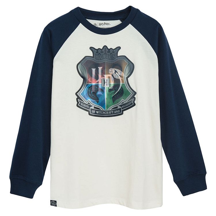 Harry Potter white with blue sleeves sweatshirt