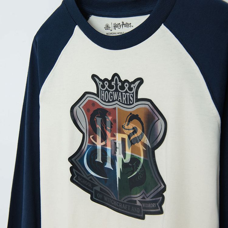 Harry Potter white with blue sleeves sweatshirt