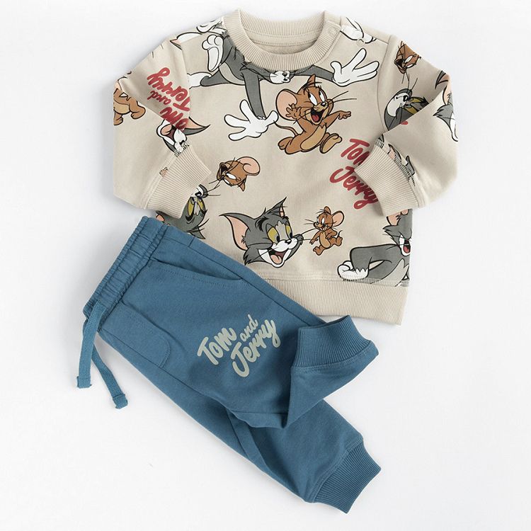 Tom and Jerry set, sweatshirt and blue sweatpants- 2 pieces