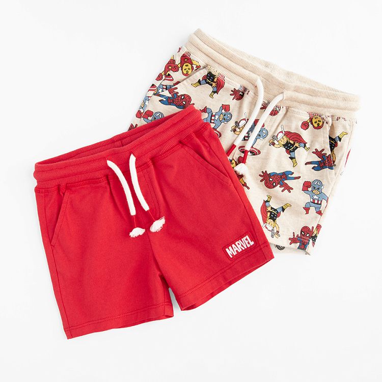 Marvel red and light grey shorts- 2 pack