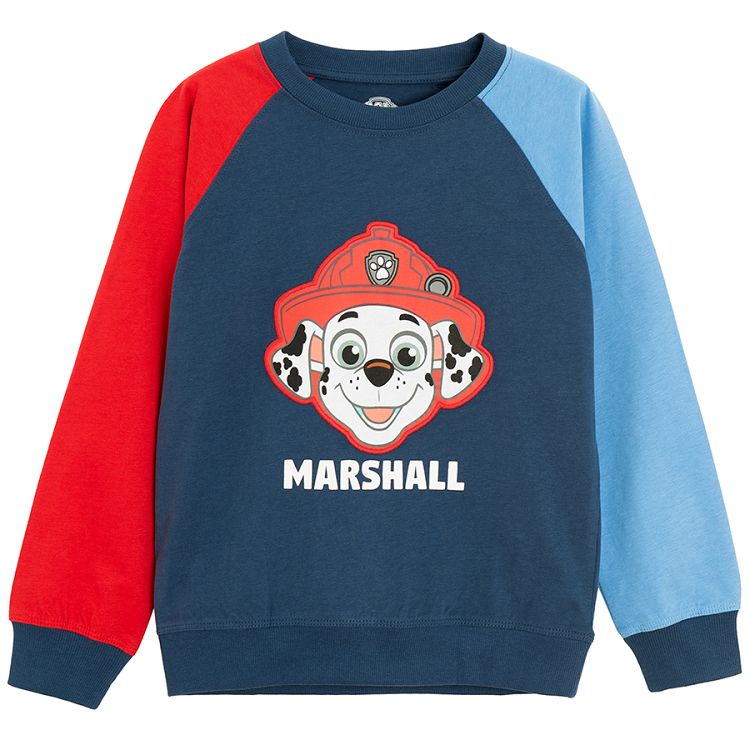 Paw Patrol blue with light blue and red sleeves sweatshirt