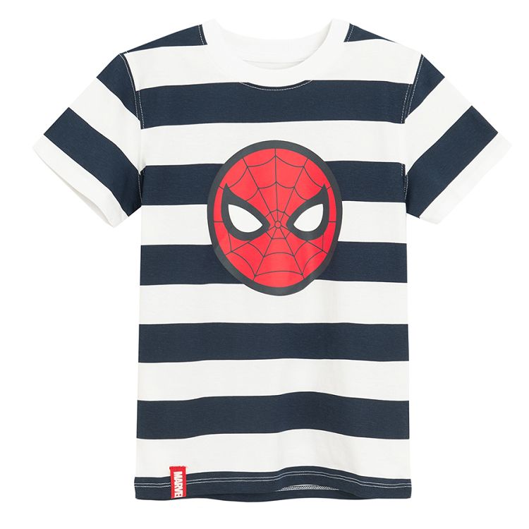 Spiderman red, blue, blue and white stripes T-shirt- 3 pack