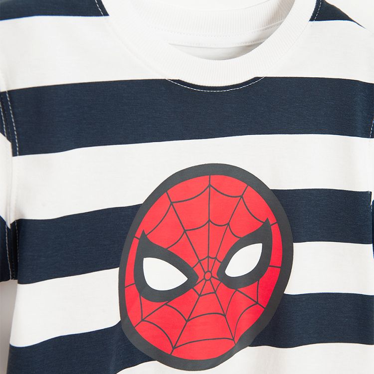 Spiderman red, blue, blue and white stripes T-shirt- 3 pack