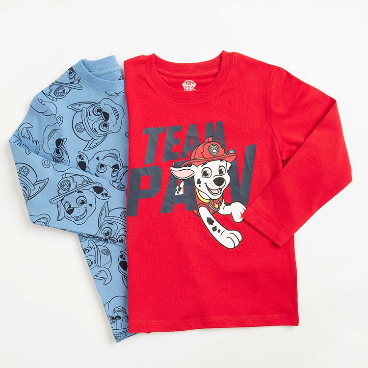 Paw Patrol blue and red long sleeve blouses- 2 pack