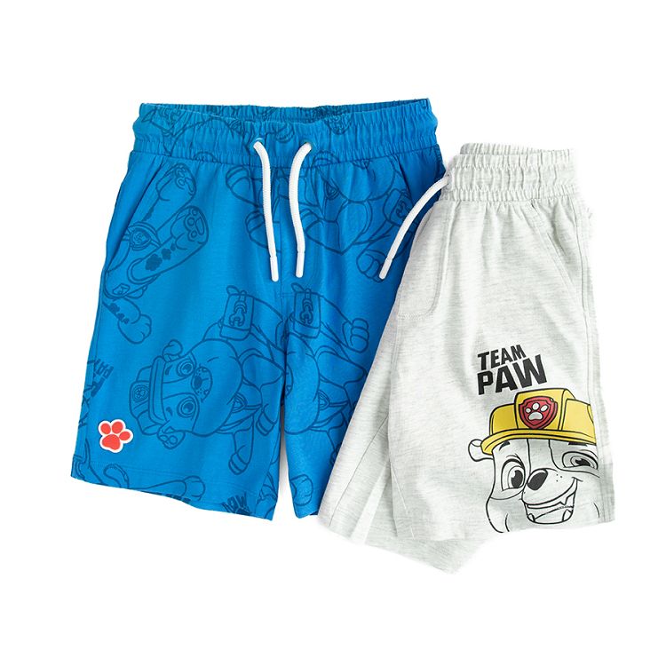 Paw Patrol blue and grey long shorts with cord- 2 pack